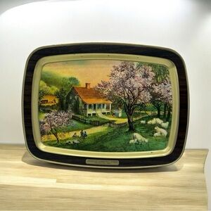 VINTAGE CURRIER & IVES Trays - American Homestead SPRING 1868